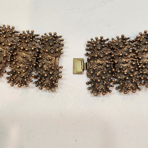 1960s Mid Cent. Finnish Modernist Brutalist Statement Belt Brass W/Bronze Finish - Picture 6 of 6